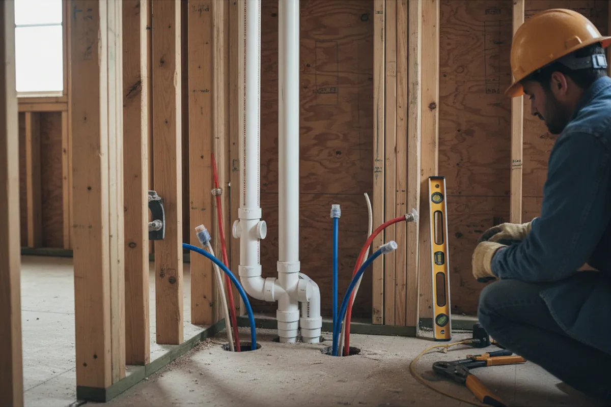 Drain and supply rough-in during Leak Detection in Granger