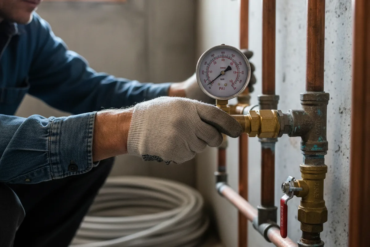 Pressure testing a repaired line during Water Line Repair in Granger